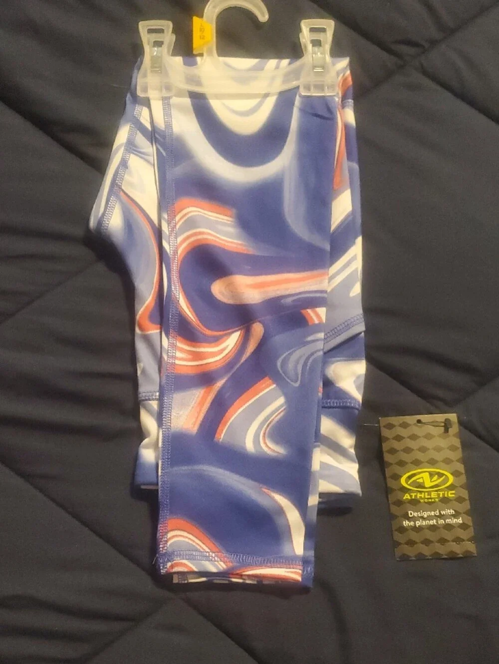 Kids Swirl Print Active Leggings - Blue White Pink